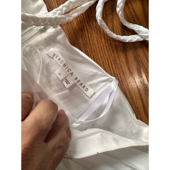 Veronica Beard white strapless halter midi TUCKER DRESS size 12 / large - Picture 12 of 13